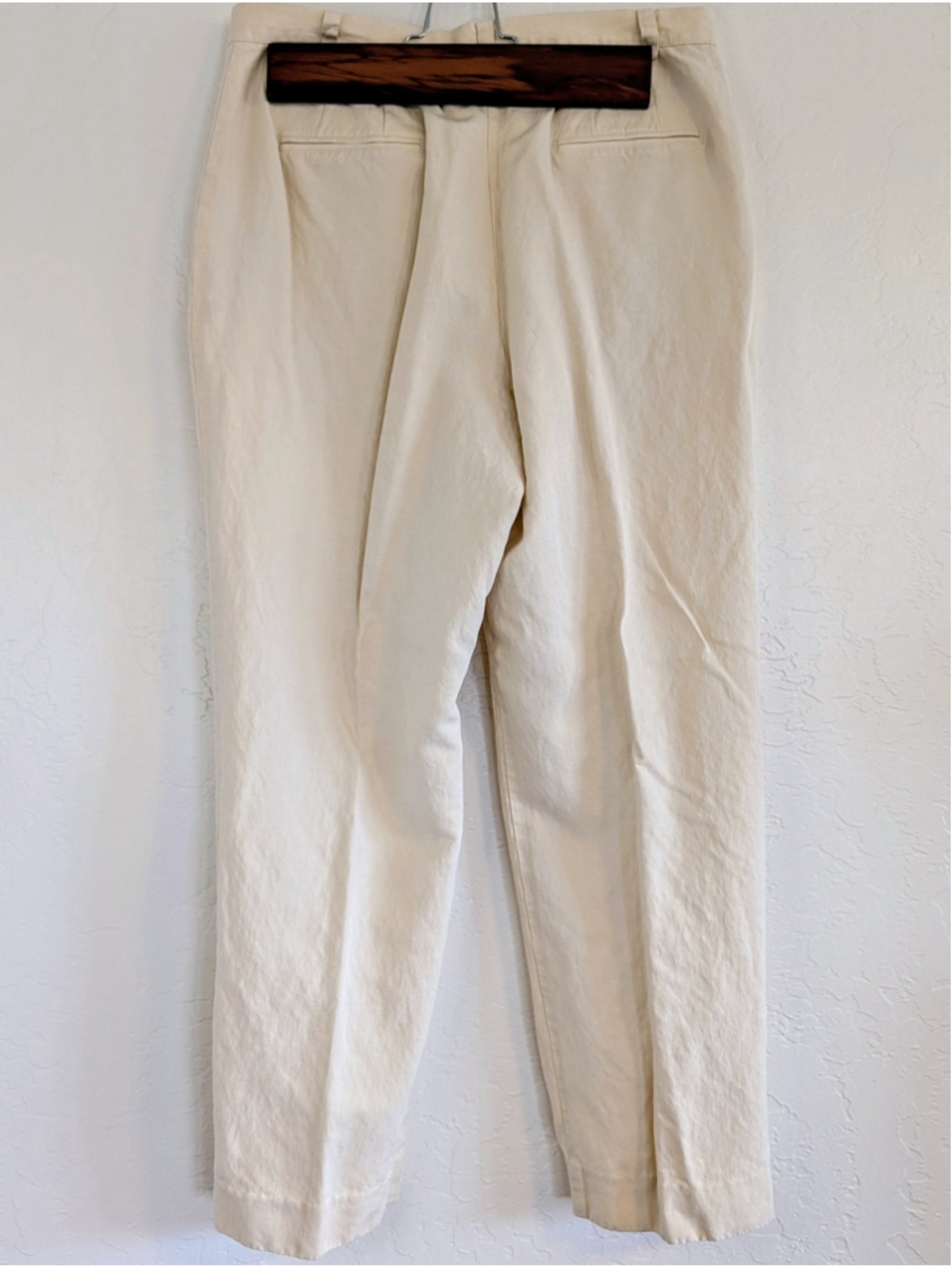 Liz Claiborne LizGolf Silk Linen Pants Beige Straight Leg Minimal Quiet Luxury - Picture 4 of 12
